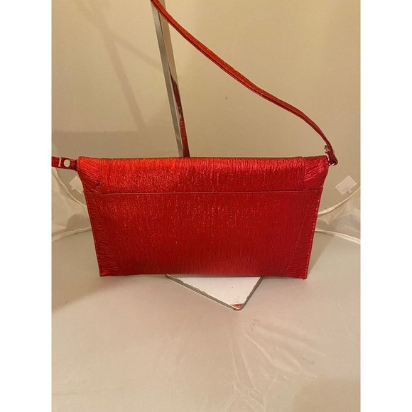 Iris Lane Red Clutch fabric rhinestones purse medium M - Picture 3 of 7